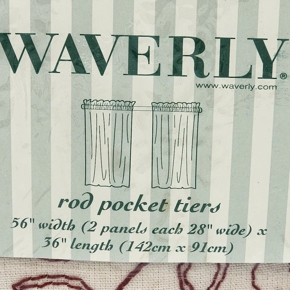 Vintage Waverly Floral Tier Curtains 56x36 Rod Pocket Country Cottage Kitchen